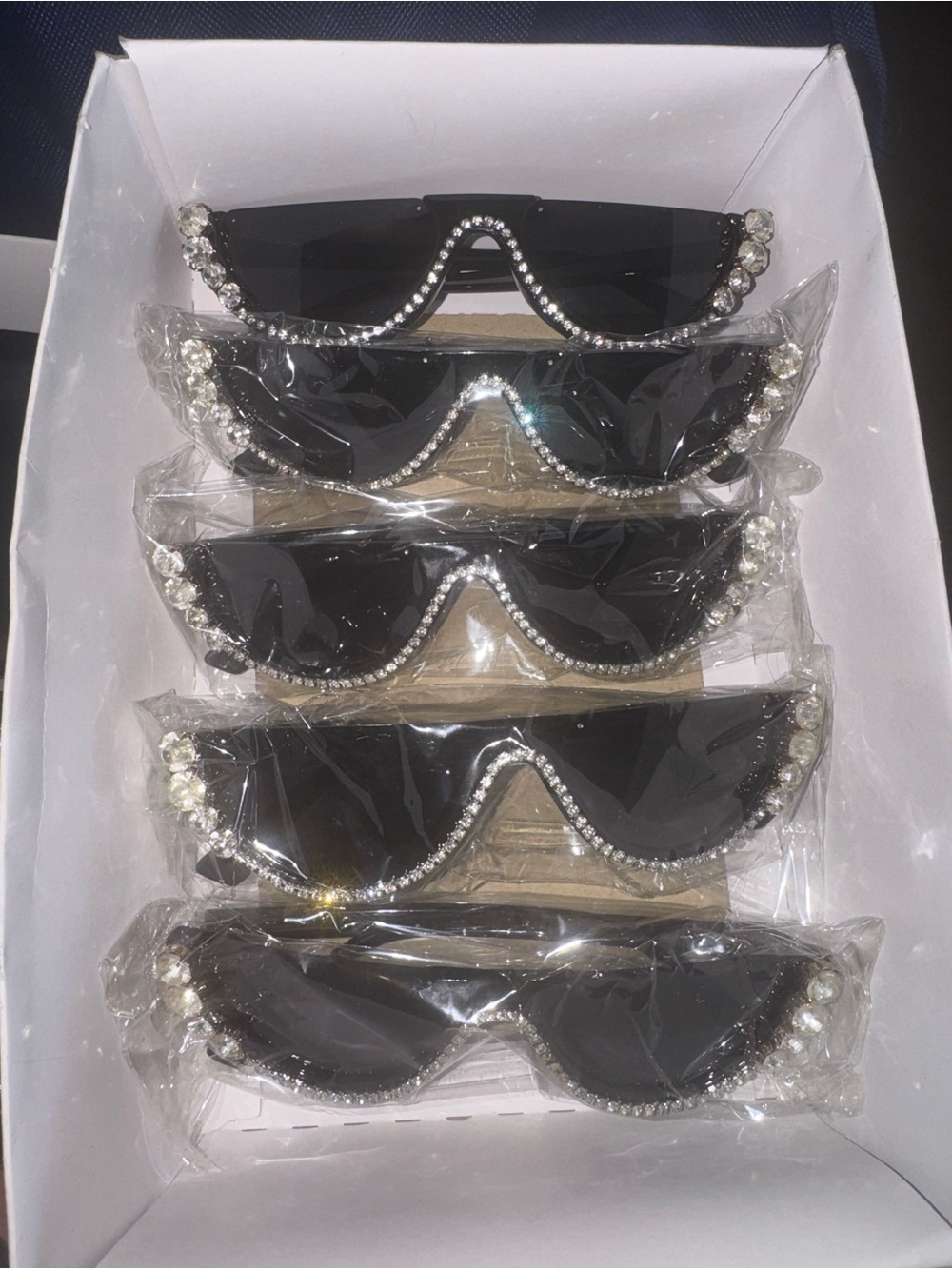 Rhinestone-Trim Black Shield Sunglasses - Women's Fashion Accessory